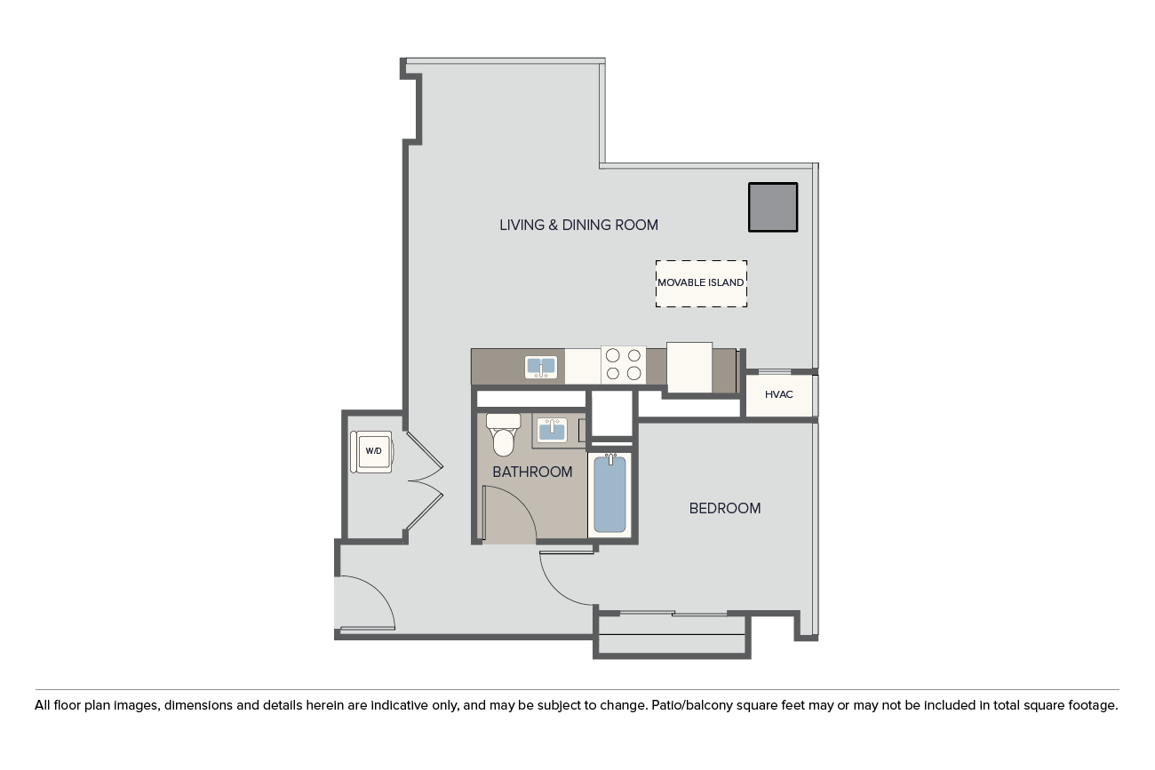 Floor plan for 1 bed, 1 bath, 816 sqft